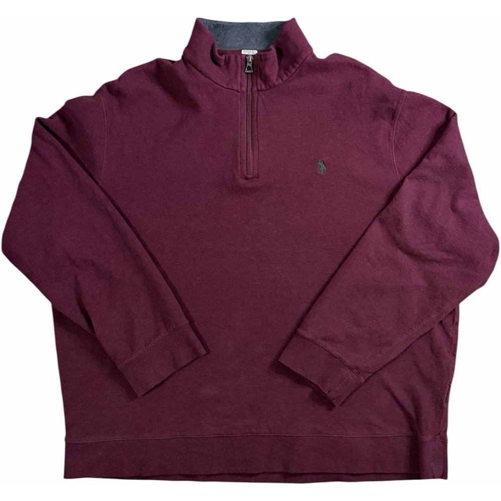 Polo Ralph Lauren Quarter Zip Pullover XXL Big Burgundy Pony Logo Sweater 2XL